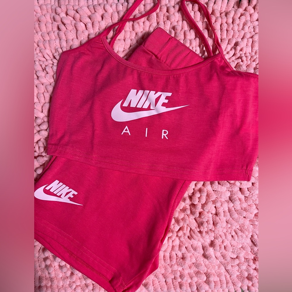 Nike Air hot pink Crop Top and Shorts